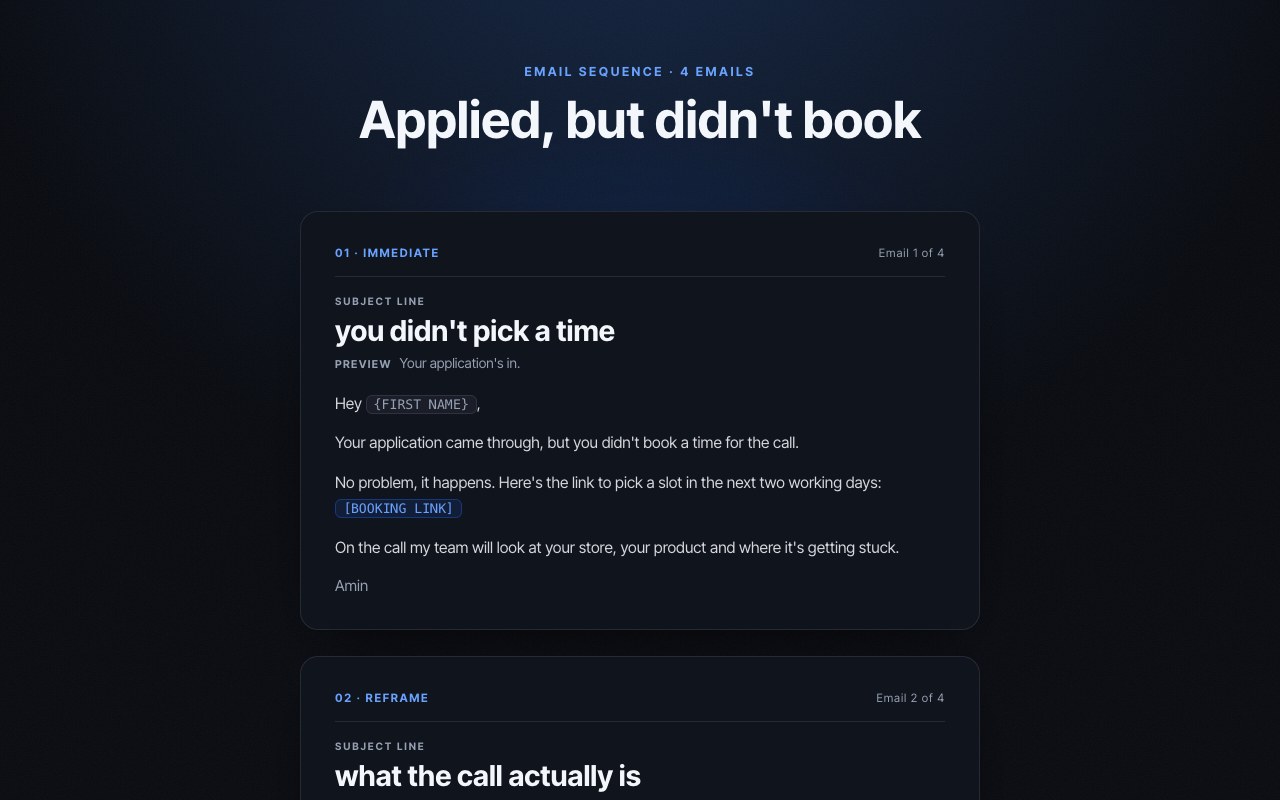 Applied, not booked preview