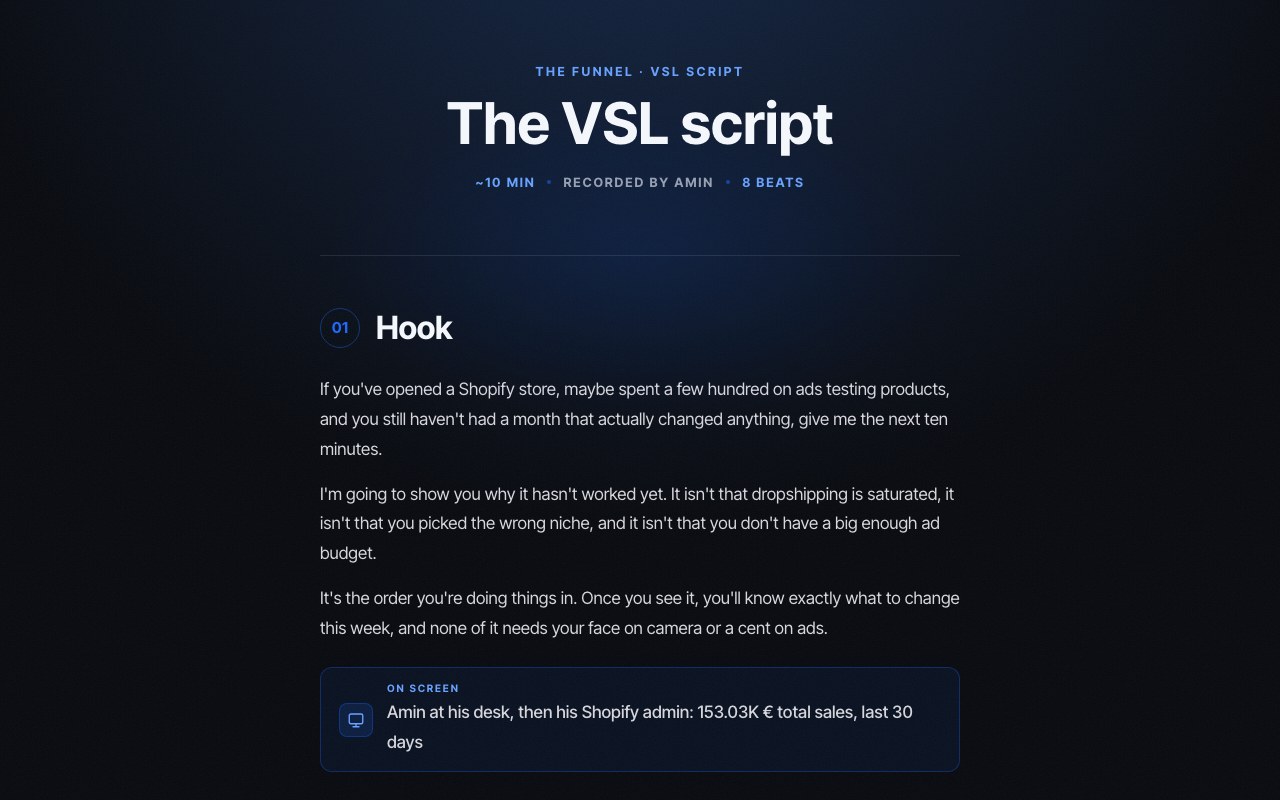 The VSL script preview